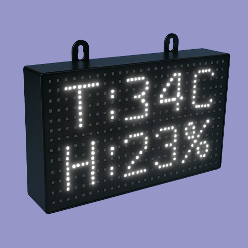 Wall-mounted digital temperature and humidity monitor with red LED display by Adisans