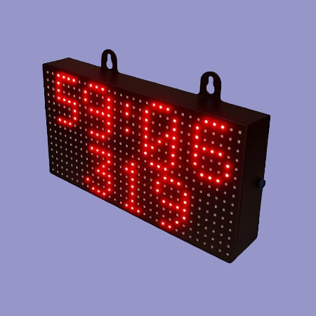 Digital LED stopwatch with Wi-Fi control featuring 00:06 time and 319 count in bold red digits on a black metal-body display.
