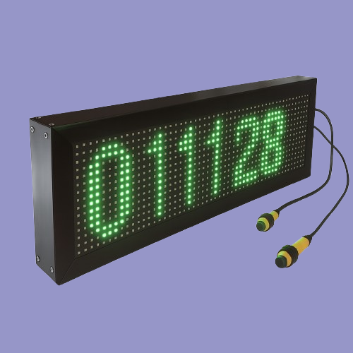 Bi-directional visitor counter with 6-digit LED display and dual IR sensors