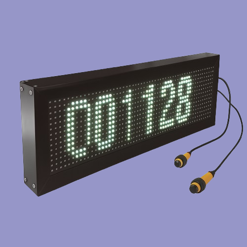 Bi-directional visitor counter with 6-digit LED display and dual IR sensors