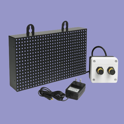 P10 LED visitor counter showing “COUNT 00006” alongside dual-entry sensors in a compact enclosure.