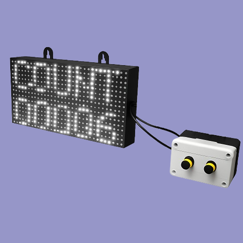 P10 LED visitor counter showing “COUNT 00006” alongside dual-entry sensors in a compact enclosure.