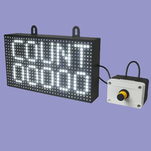 Adisans visitor counter with bright P10 LED display showing 5-digit count and single IR sensor.