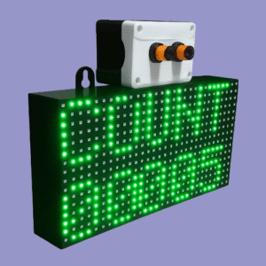 P10 LED visitor counter showing “COUNT 00006” alongside dual-entry sensors in a compact enclosure.