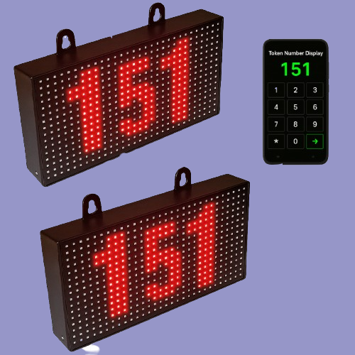 Adisans Dual LED Token Display Board with Mobile App Control – Dual P10 Screens for Wireless Queue Management