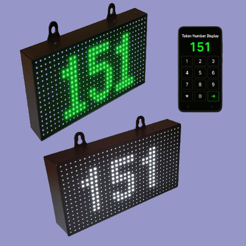 Adisans Dual LED Token Display Board with Mobile App Control – Dual P10 Screens for Wireless Queue Management