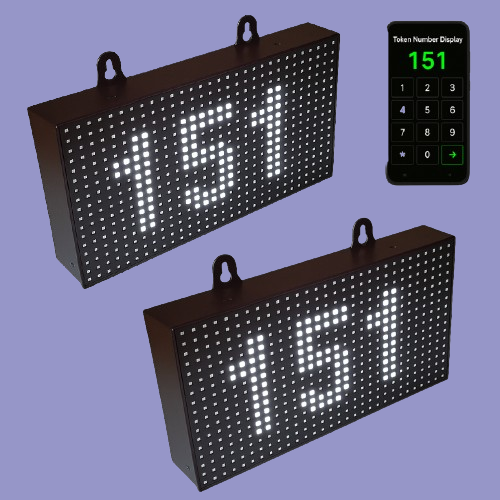 Adisans Dual LED Token Display Board with Mobile App Control – Dual P10 Screens for Wireless Queue Management