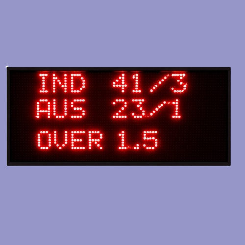 2 ft x 1 ft Cricket Scoreboard LED Display showing runs wickets and overs with high brightness red LED digits
