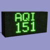 Digital air quality index (AQI) display showing real-time air quality level