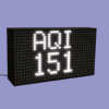 Digital air quality index (AQI) display showing real-time air quality level