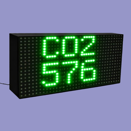 Digital CO₂ air quality monitoring display showing carbon dioxide level in PPM