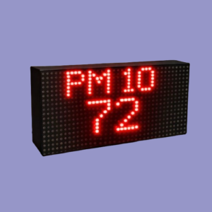 Digital PM10 air quality display showing coarse particulate matter concentration