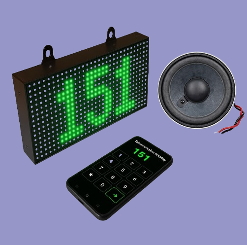 Token Display System with Voice Announcement LED Display for Queue Management