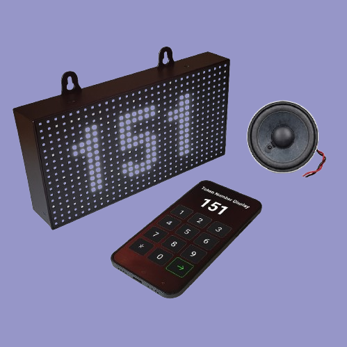 Token Display System with Voice Announcement LED Display for Queue Management